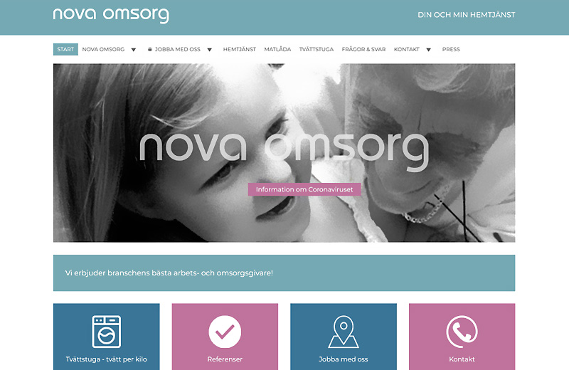 Bild på Nova omsorgs hemsida