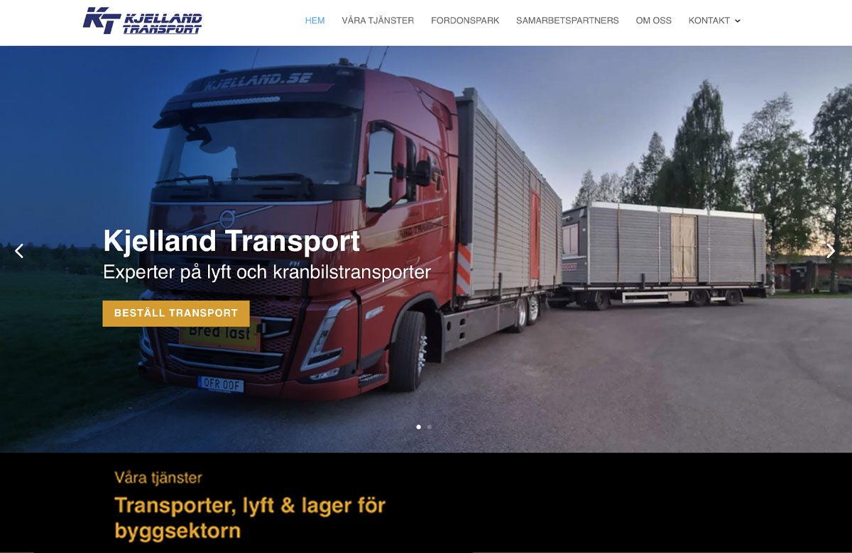 Kjelland Transport hemsida-webbdesign Swedish webmaker